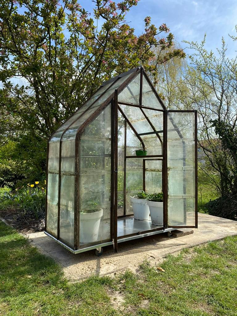 Kas serre druivenkas glaskas 140 x 75 x 175 cm handgemaakt, Tuin en Terras, Staal, Kweekkas, Ophalen of Verzenden, Zo goed als nieuw