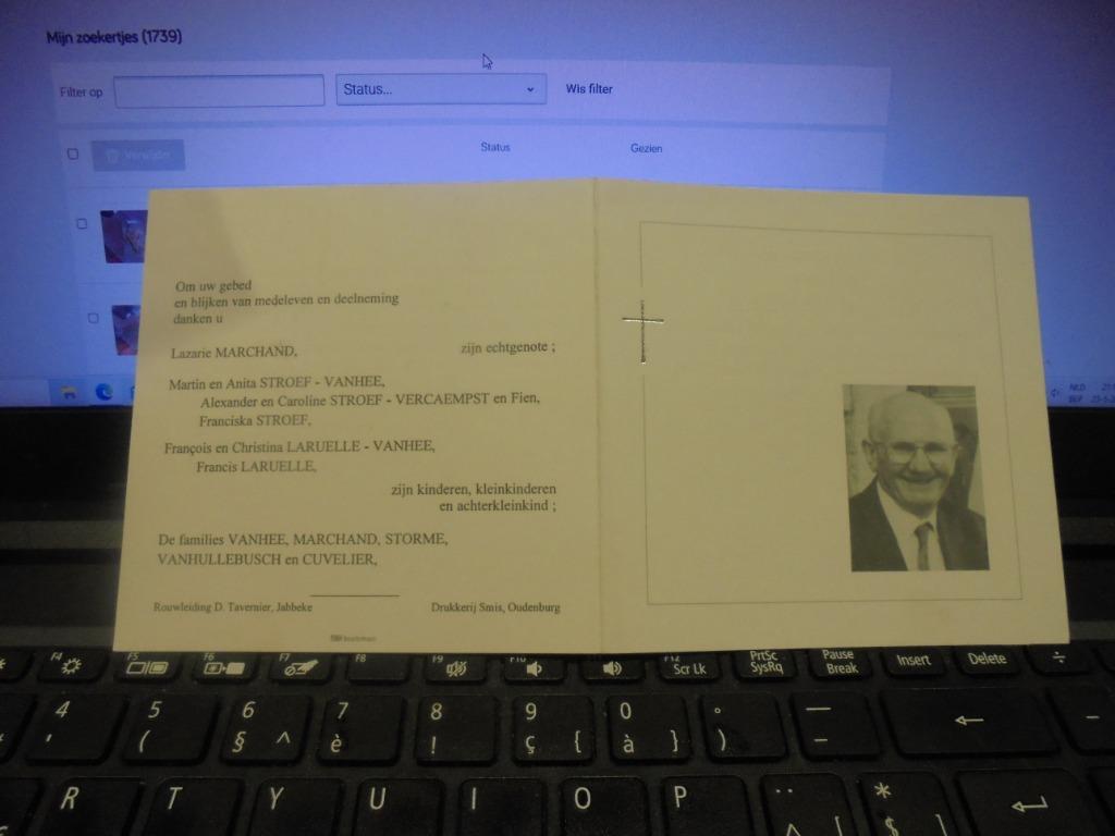 dp Richard Vanhee, Ophalen of Verzenden, Bidprentje