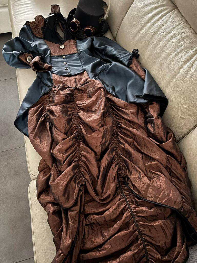 Carnavalkostuum steampunk + hoed, Ophalen of Verzenden, Zo goed als nieuw