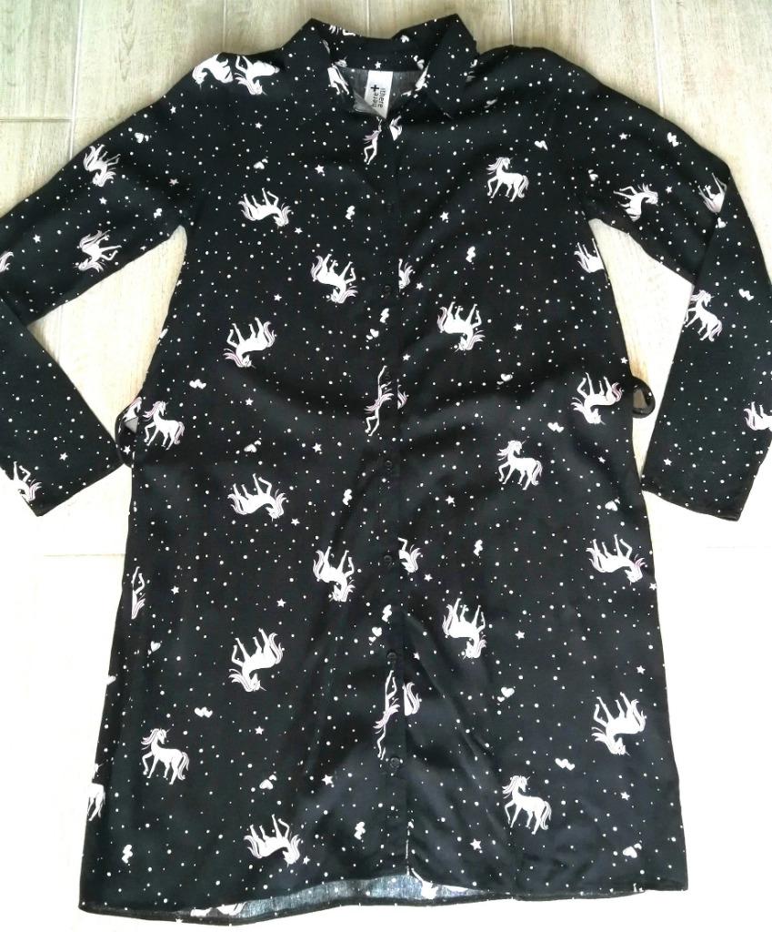 Mooie zwarte zomerjurk met eenhoorns - Here & There - 158, Kinderen en Baby's, Kinderkleding | Maat 158, Meisje, Ophalen of Verzenden
