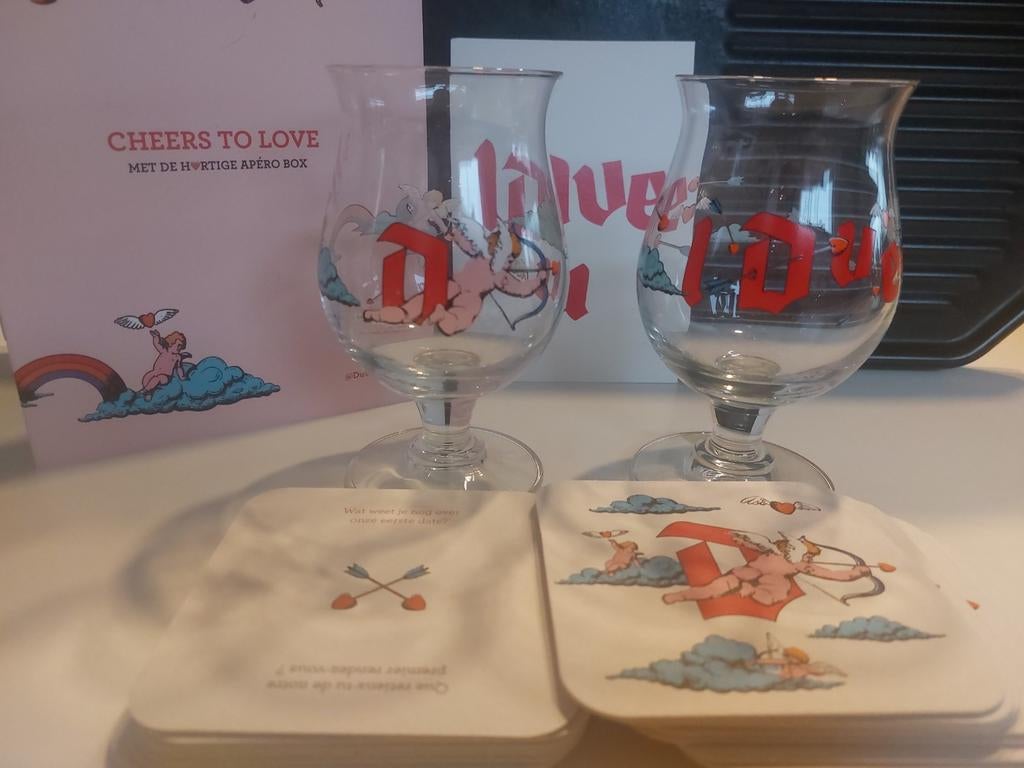 Ensemble de sous-verres à bière en verre Duvel Valentine, Collections, Enlèvement ou Envoi, Duvel