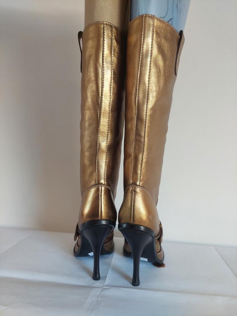 332C* CASADEI sexy gouden volledig leren laarzen (36), Kleding | Dames, Schoenen, Nieuw, Hoge laarzen, Overige kleuren, Verzenden