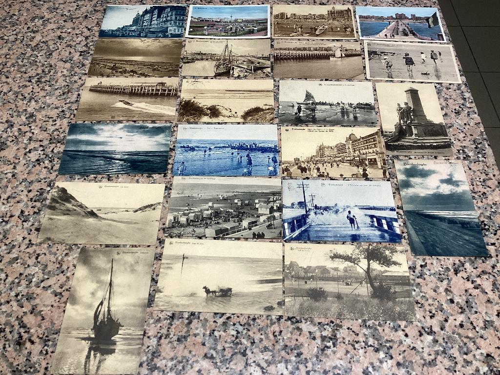 Lot de 22 cartes postales anciennes côte de BLANKENBERGE, Collections, Enlèvement ou Envoi, 1920 à 1940, Affranchie, Flandre Occidentale