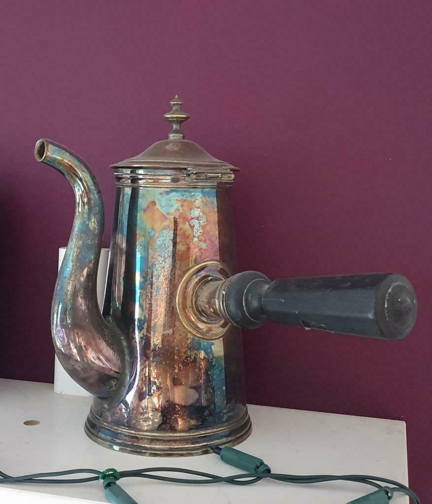 Cafetière ou théière en métal argenté vintage, Enlèvement ou Envoi, Utilisé, Cafetière