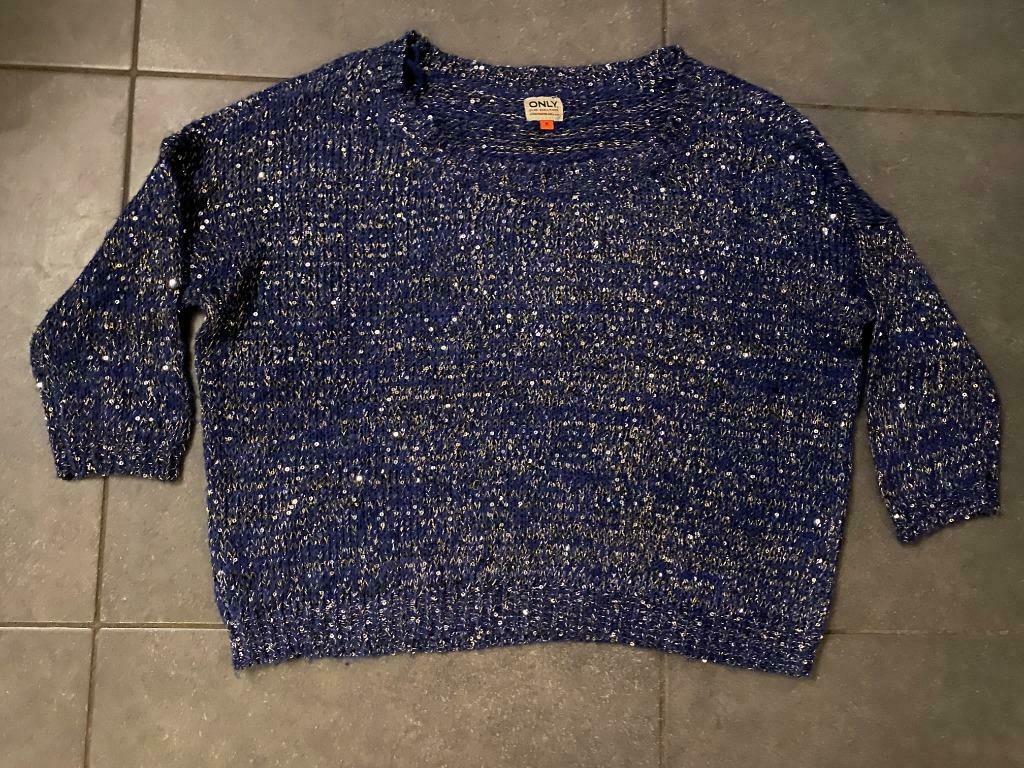 Trui blauw glitter Only maat M, Enlèvement ou Envoi, Comme neuf, Taille 38/40 (M), Bleu