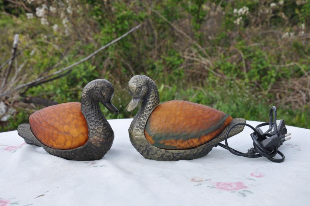 D paire de lampes canard  bronze et pate de verre, Antiquités & Art, Antiquités | Éclairage, Enlèvement ou Envoi