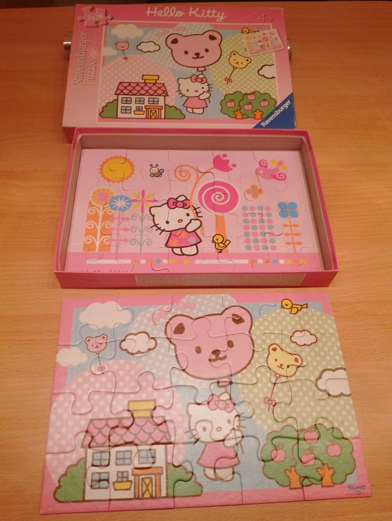 Puzzle, 2 pièces, Hello Kitty, Ravensburger, 2*20 pièces, Enlèvement ou Envoi, 10 à 50 pièces, Comme neuf