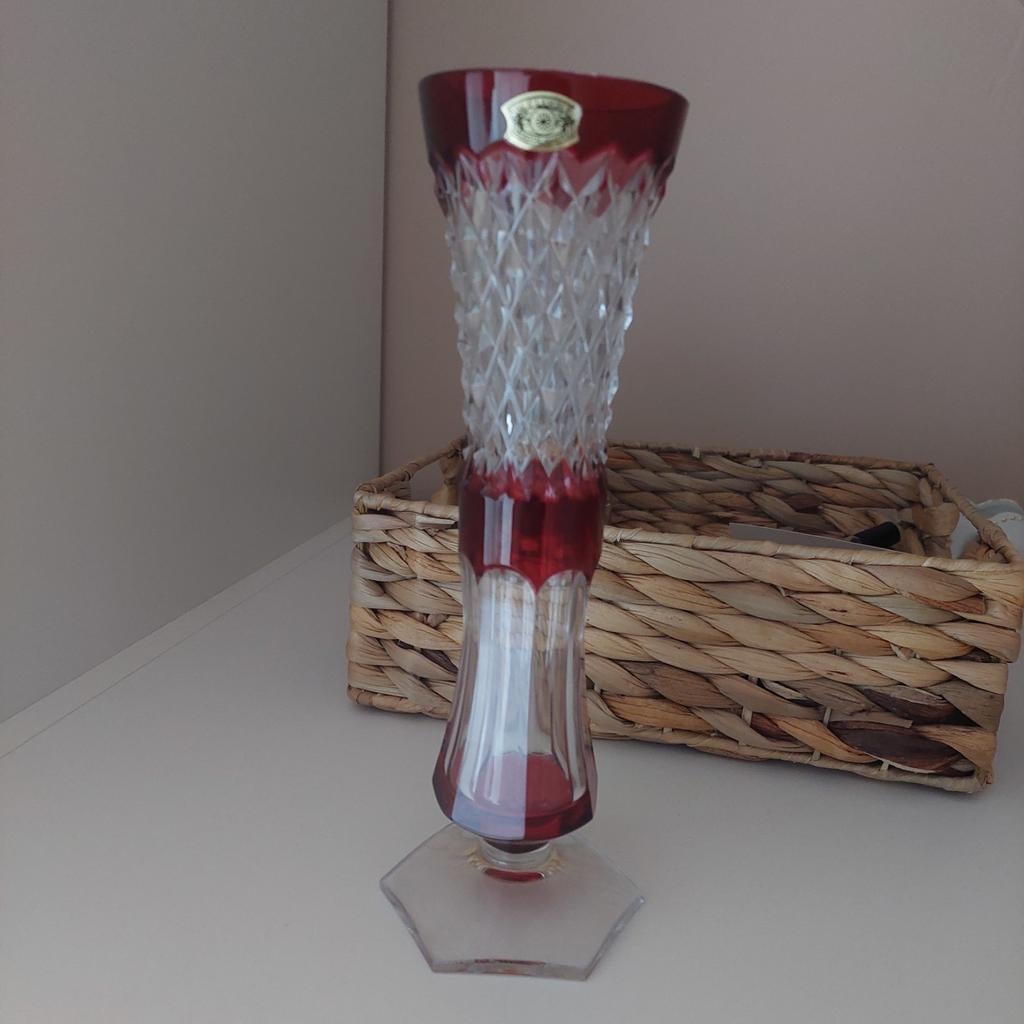 Vaasje Val-Saint-Lambert - rood, Huis en Inrichting, Woonaccessoires | Vazen, Ophalen, Rood