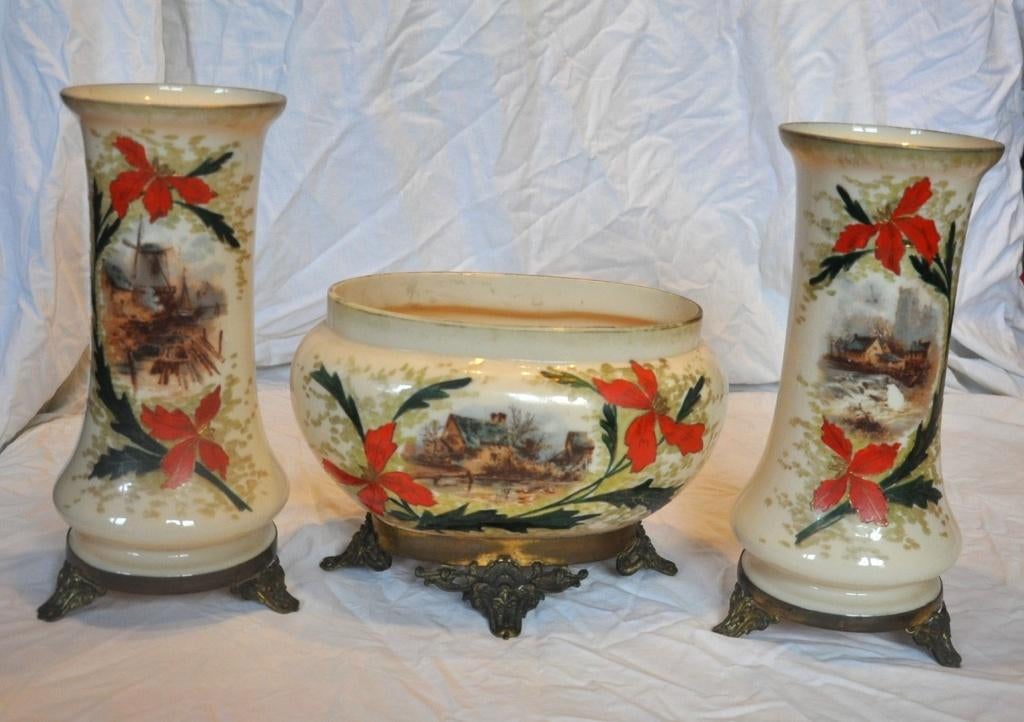 garniture de cheminée opaline et bronze, Enlèvement ou Envoi