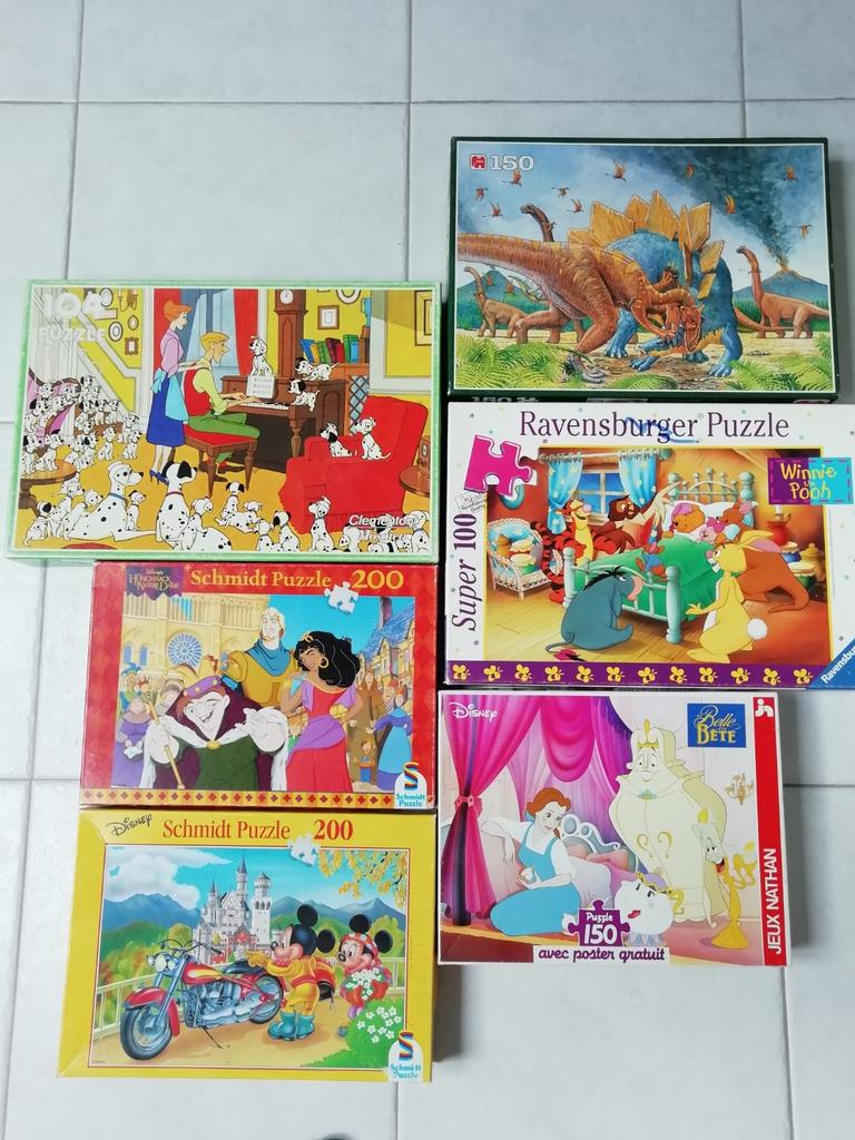 6 puzzles de 100 à 200 pièces, Enlèvement ou Envoi, Utilisé