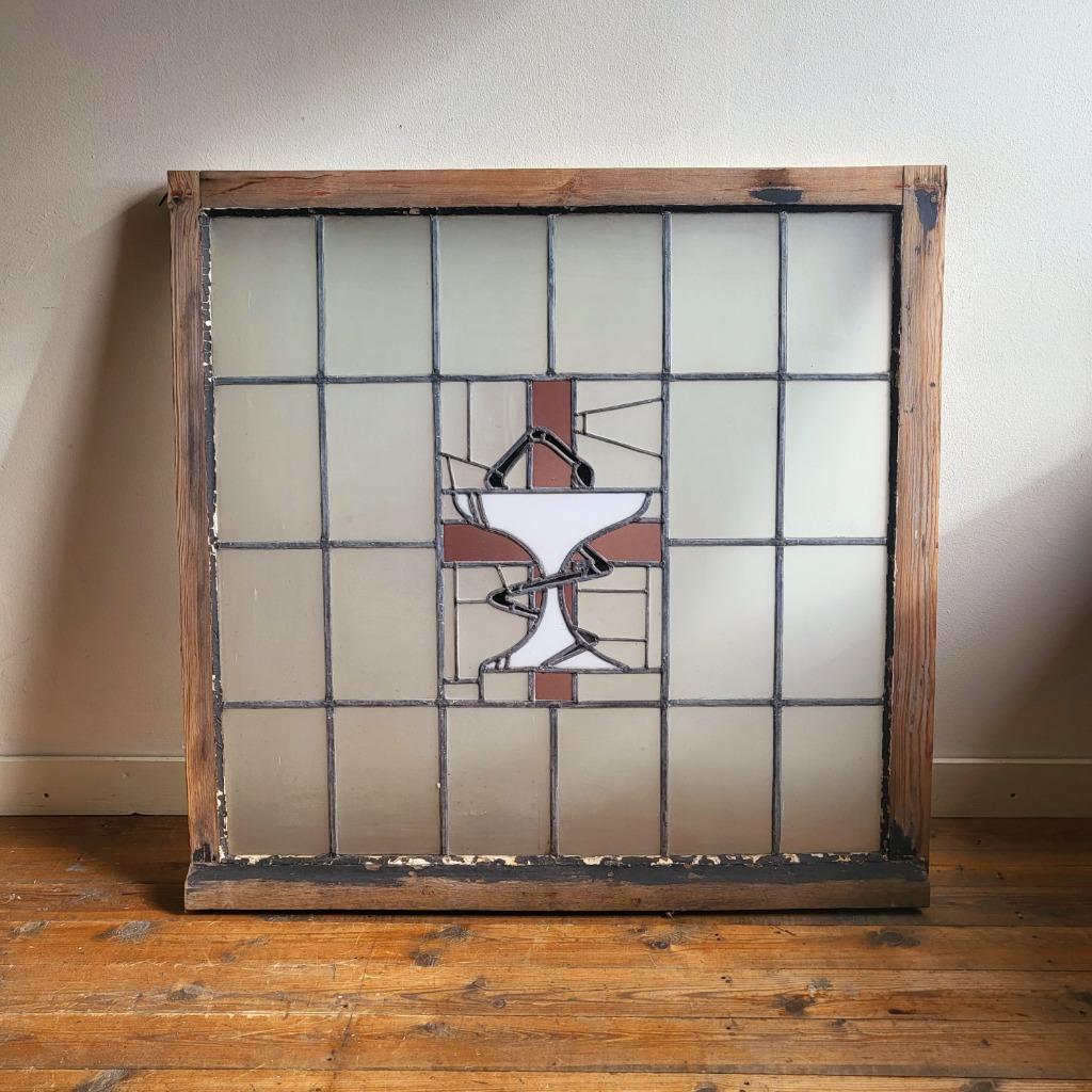 Glas in lood apothekers glasraam, Ophalen, 80 tot 120 cm, Glas in lood, 80 tot 120 cm