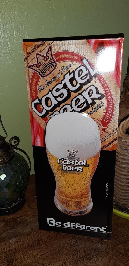 Metalen reclamebord Castel beer (Afrikaans-Frans biermerk), Ophalen of Verzenden, Nieuw, Reclamebord, Plaat of Schild, Overige merken