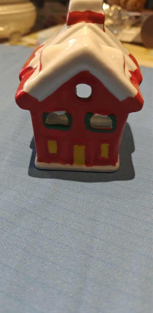 theelicht in vorm van kersthuisje 5 x 6 x 7 cm, Ophalen of Verzenden, Zo goed als nieuw, Overige materialen, Kandelaar