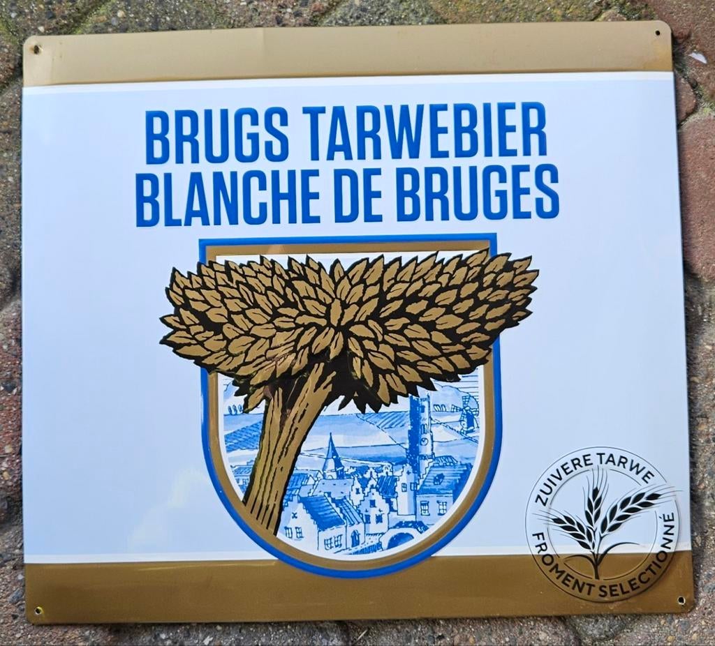 Brugs Tarwebier reclamebord
De afbeelding toont, Verzamelen, Biermerken, Ophalen of Verzenden