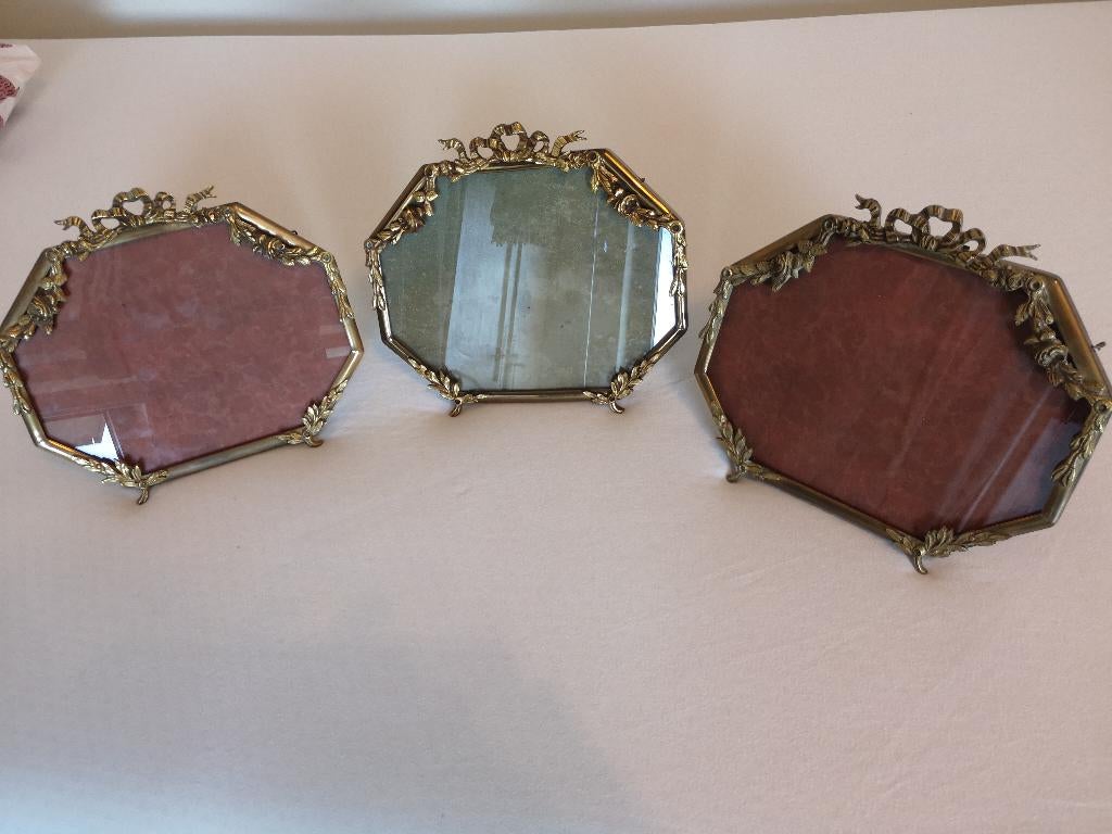 3 kaders lijsten ,louis xvi koper &brons  b-25cm&h-22cm, Antiek en Kunst, Ophalen of Verzenden, Brons