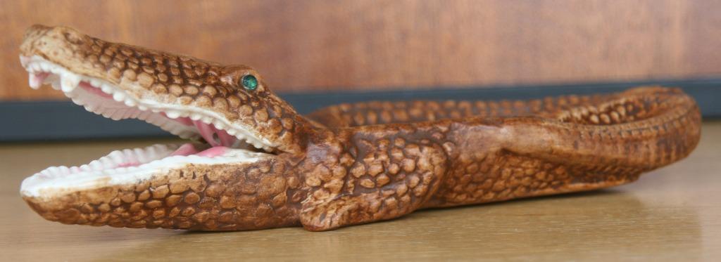 ASBAK KROKODIL VINTAGE TERRA COTTA, Ophalen