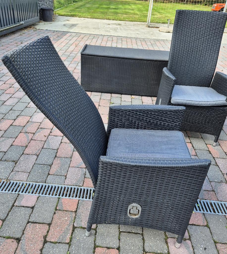 P&R Design tuinstoelen met verstelbare rugleuning (4 stuks), Jardin & Terrasse, Chaises de jardin, Enlèvement, Utilisé, Rotin