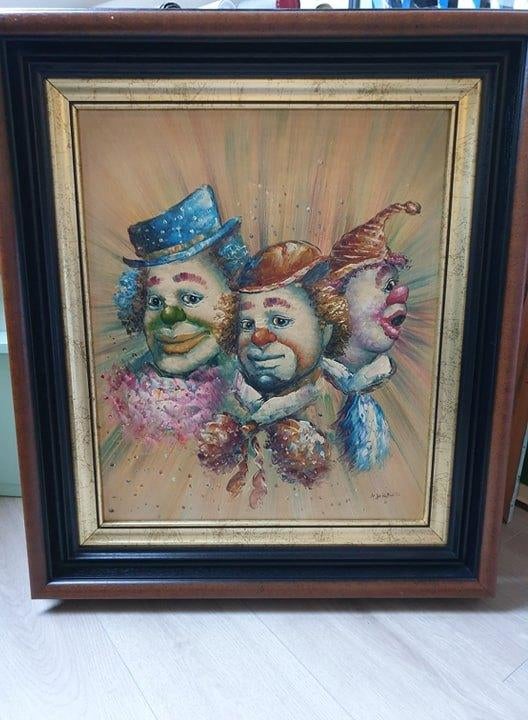 Schilderij clowns, Antiek en Kunst, Kunst | Schilderijen | Klassiek, Verzenden