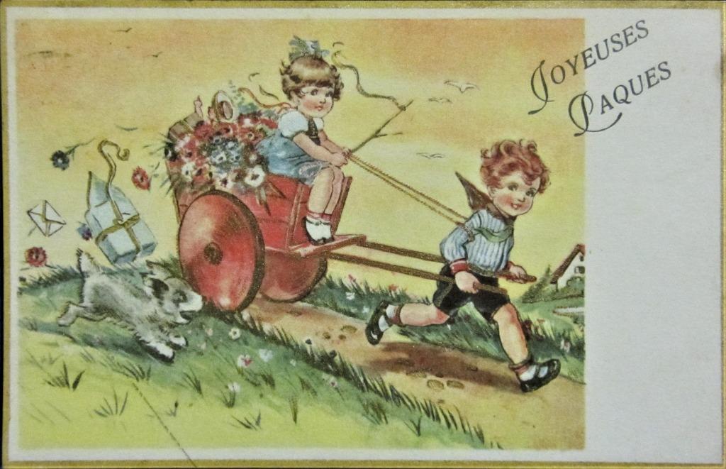 FANTASIEKAART PASEN, Verzamelen, Ophalen of Verzenden, 1940 tot 1960, Gelopen, Feest(dag)