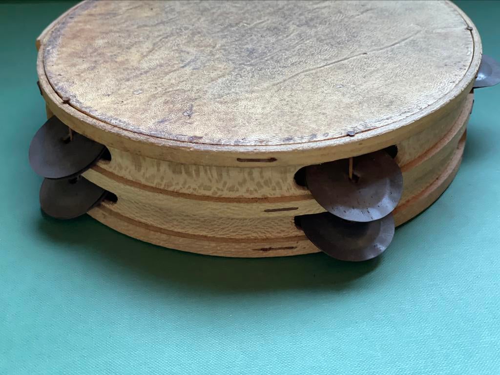 Authentieke vintage tamboerijn met natuurvel, Muziek en Instrumenten, Ophalen of Verzenden, Zo goed als nieuw