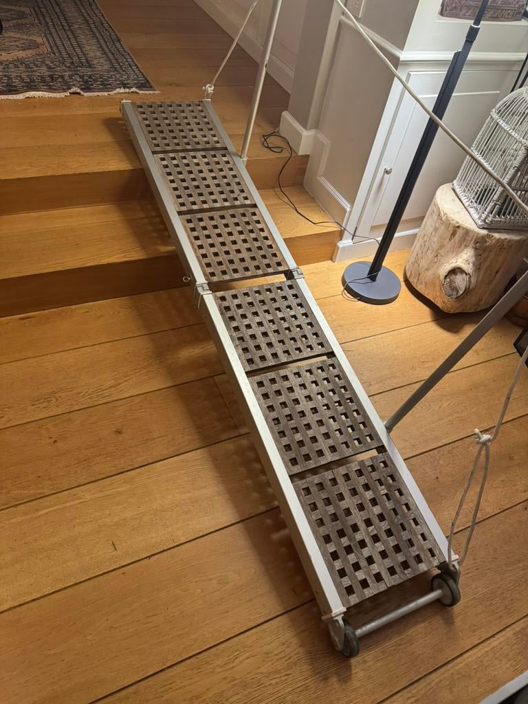 Passerelle caillebotis pliable en teck, Enlèvement, Comme neuf