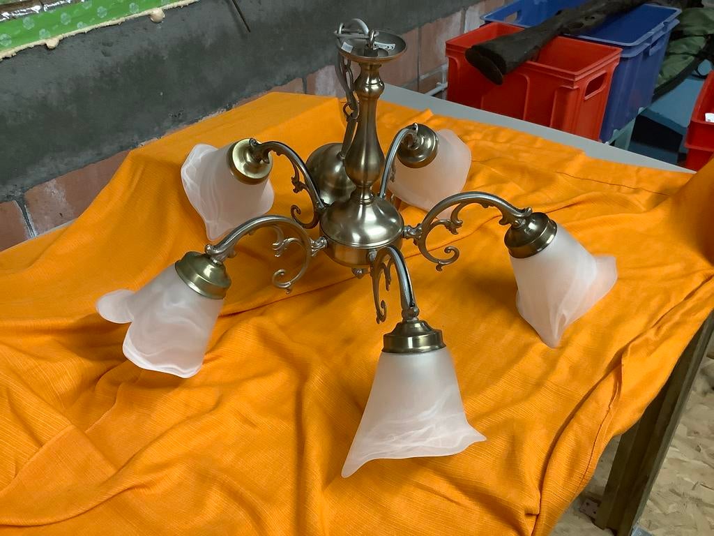 Suspension 5 branches avec globes, Enlèvement, Utilisé, Métal, Contemporain