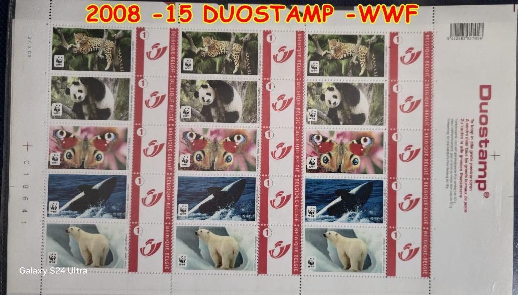 2008 -15 X 1.63 E-VALEURS 2026-DUOSTAMP -WWF., Envoi, Non oblitéré, Non oblitéré, Autre