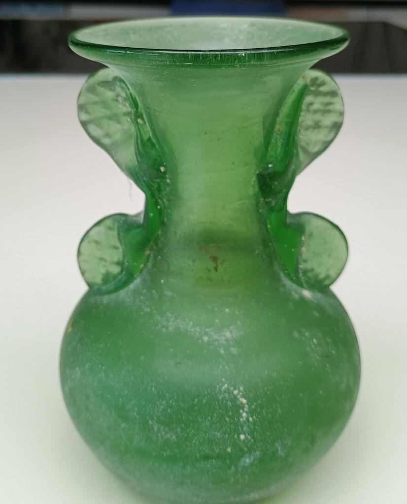 Groen glazen vaasje Romeinse stijl, Ophalen, Groen