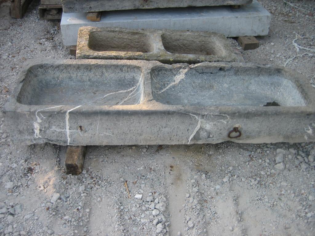 mooie oude dubbele arduinen voederbak trog bloembak, Enlèvement, Utilisé