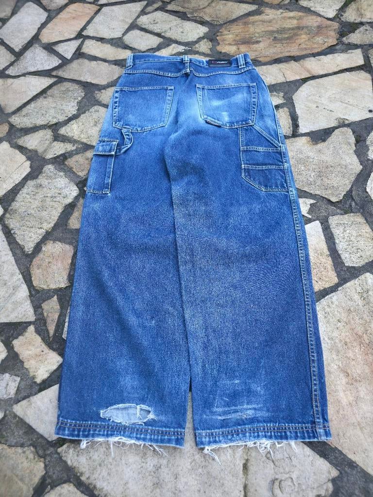 FUBU Baggy Carpenter Jeans Blue Wide Leg Y2K, Kleding | Heren, Spijkerbroeken en Jeans, W36 - W38 (confectie 52/54), Blauw, Ophalen of Verzenden