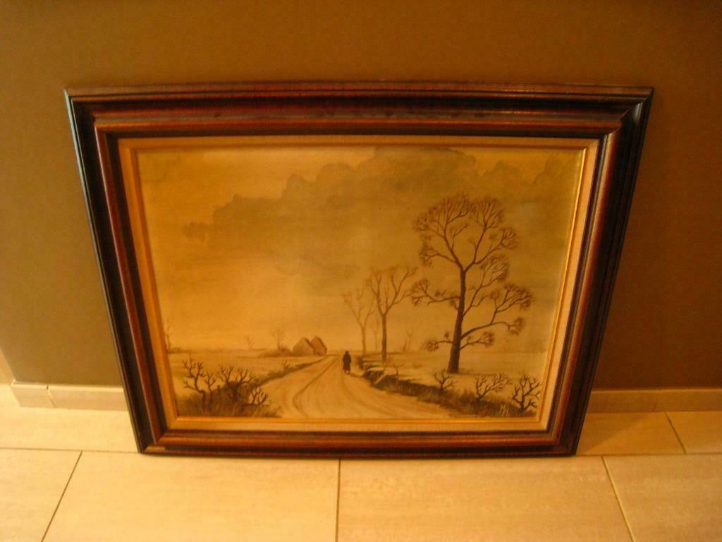 Schilderij "Winterlandschap" getekend MN, Ophalen of Verzenden