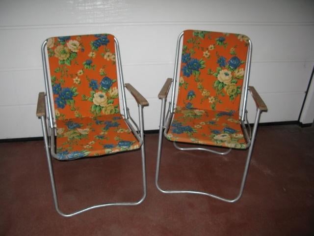 Authentieke 2 vintage opvouwbare campingstoelen uit 1970., Ophalen