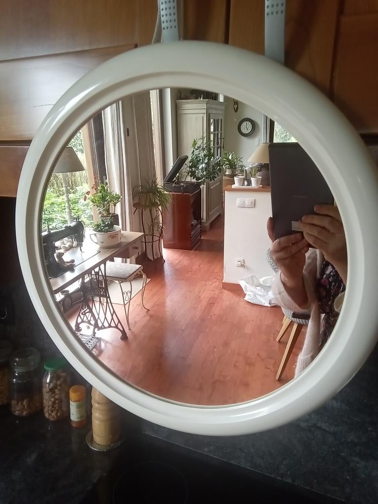 Miroir rond avec bordure blanche, Maison & Meubles, Accessoires pour la Maison | Miroirs, Enlèvement ou Envoi