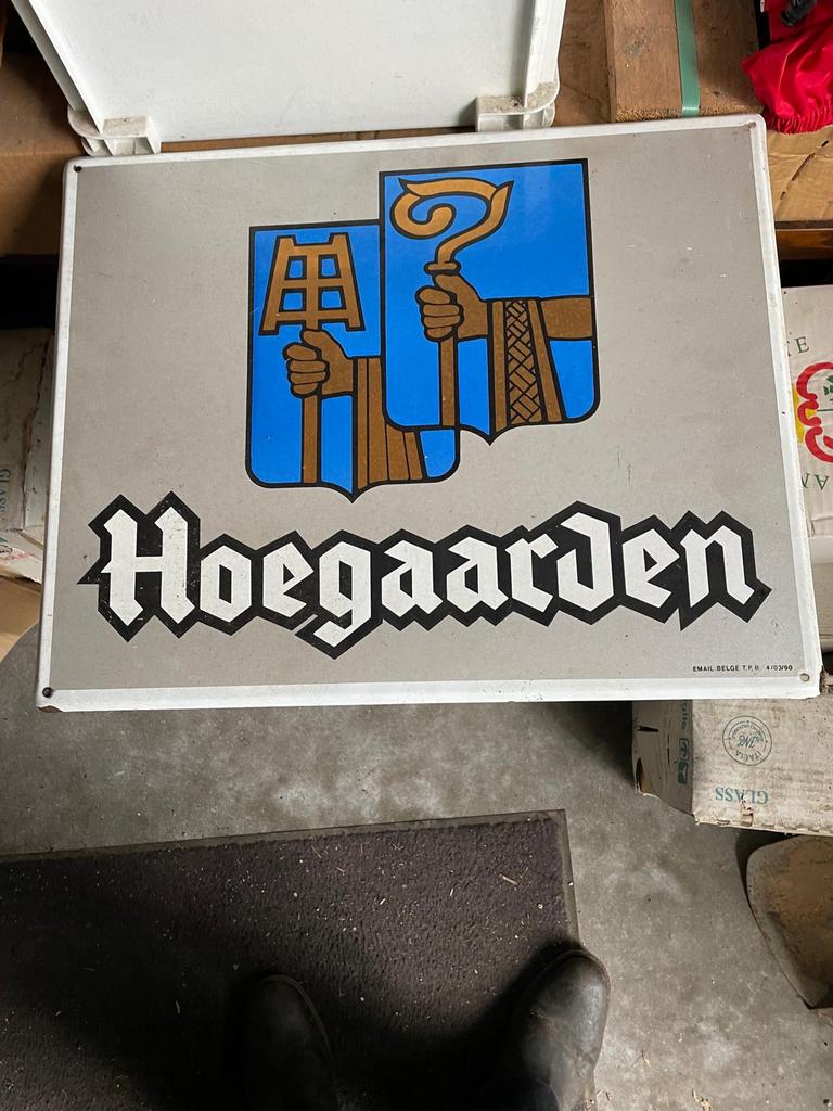 Emaille reclamebord Hoegaarden in perfecte staat, Ophalen of Verzenden, Zo goed als nieuw, Reclamebord