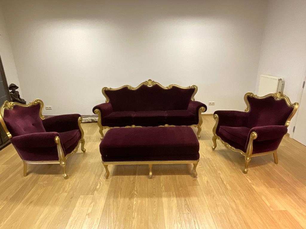 4-delig Louis XV salon (vintage) in paars fluweel, Enlèvement