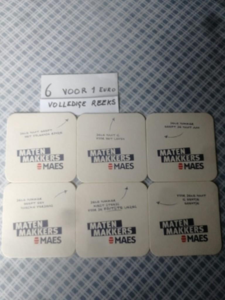 Volledige reeks bierviltjes Maten Makkers Maes - €1, Ophalen of Verzenden, Viltje(s)