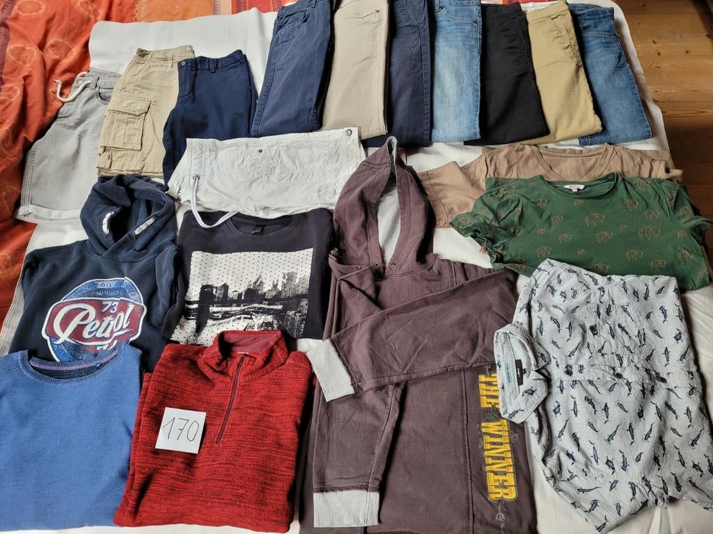 T170 : lot de 19 vêtements garçon, Enlèvement ou Envoi, Comme neuf, Taille 170