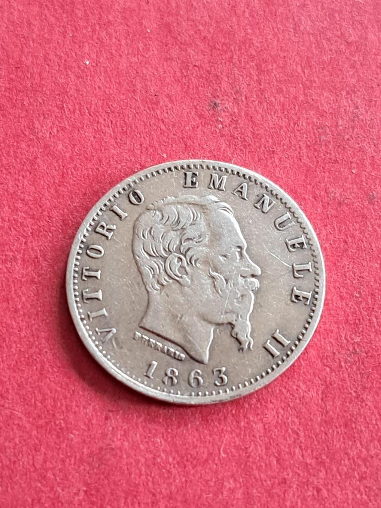 1863 Italië 20 centesimi in zilver Milaan, Postzegels en Munten, Verzenden, Italië, Losse munt, Zilver