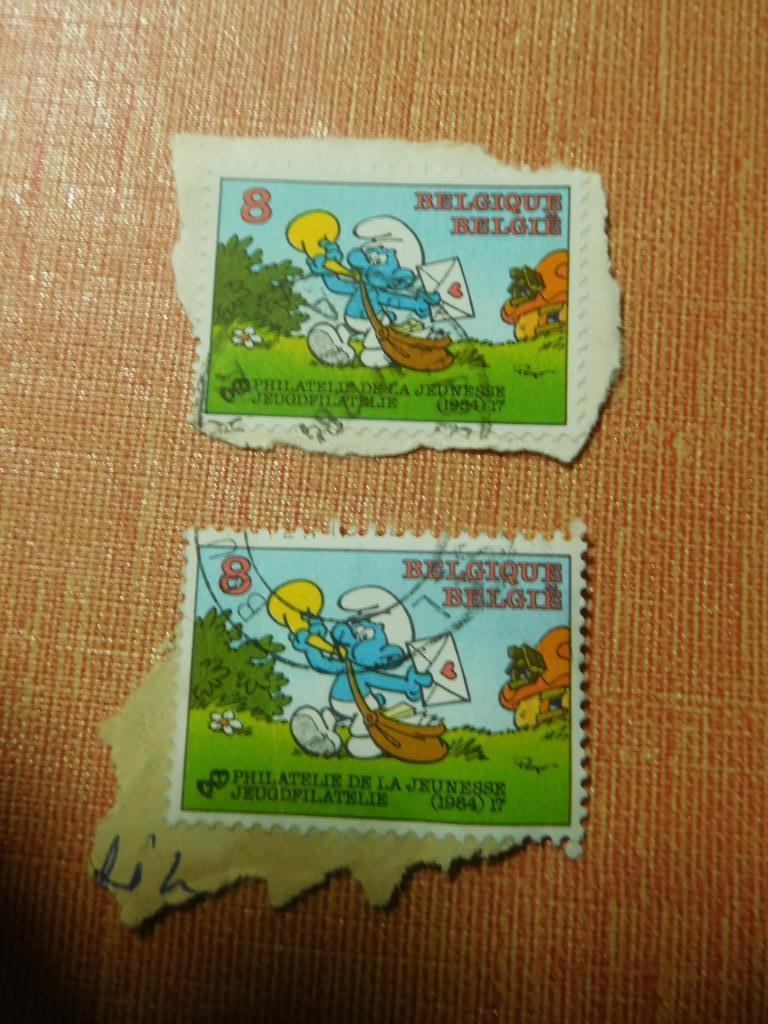 2 timbres Schtroumpfs 1984, Collections, Enlèvement ou Envoi, Utilisé