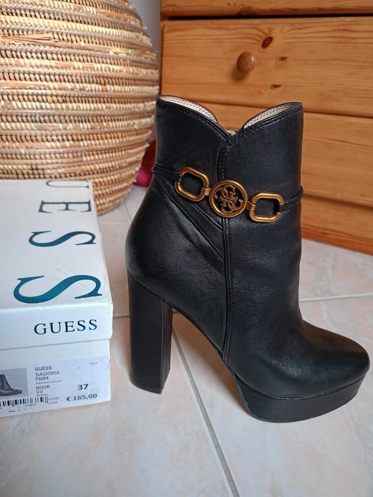 Guess leren laarzen, Guess, Zwart, Lage of Enkellaarzen, Ophalen of Verzenden