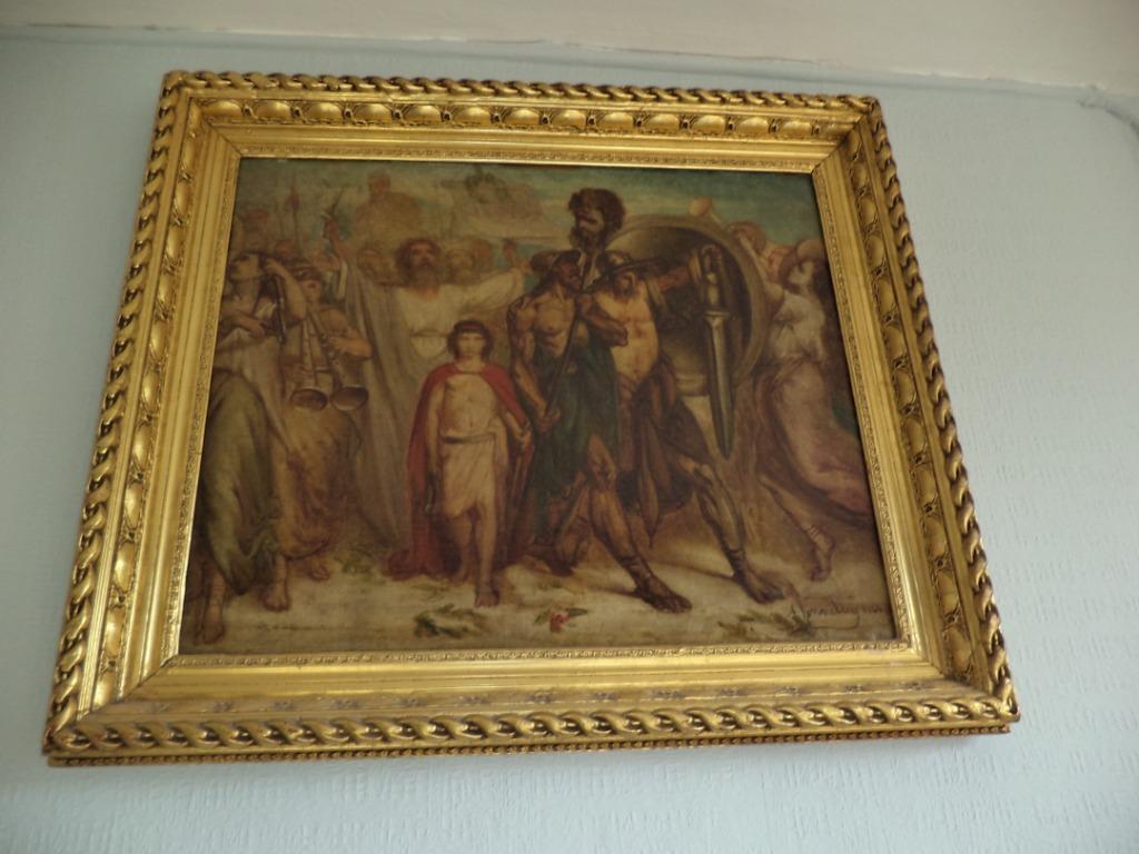 1863 ANDRÉ HENNEBICQ overwinning David op Goliath olie/doek, Antiek en Kunst, Ophalen