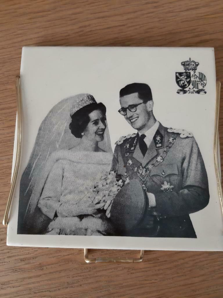 Tegel Huwelijk Koning Boudewijn en Koningin Fabiola, Ophalen of Verzenden, Gebruikt, Overige typen