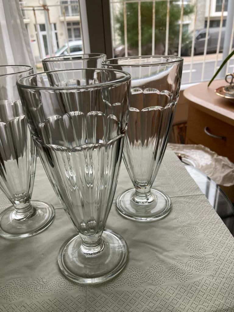 4 prachtige Bormioli Rocco Rock Bar ijsglazen van 38 cl., Ophalen of Verzenden