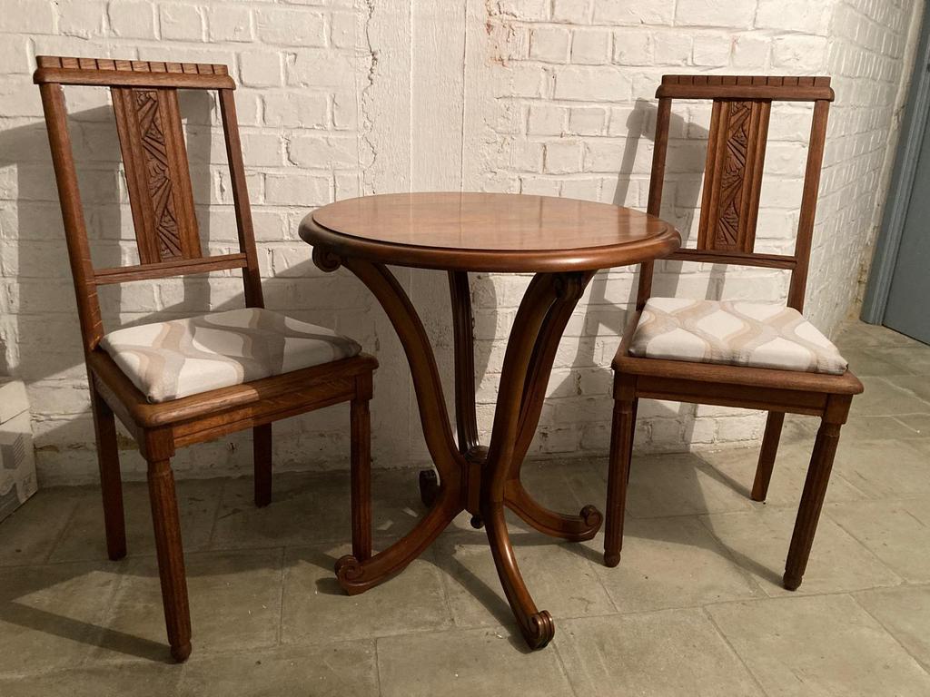 Jolie table guéridon avec 2 chaises - vintage, Enlèvement
