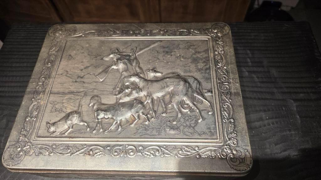 Brocanten blik uit +1960 met scharniertjes , vaste prijs, Ophalen of Verzenden, Gebruikt