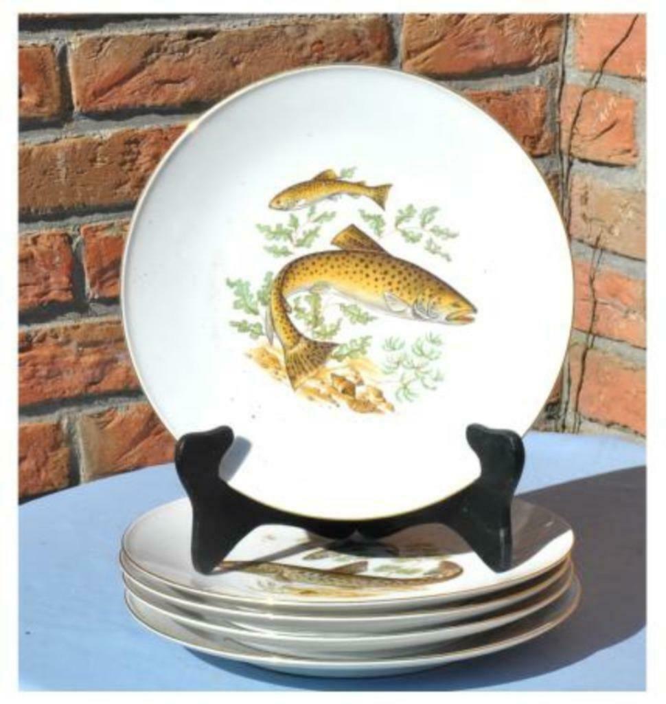 §5 assiettes a poisson porcelaine, Maison & Meubles, Enlèvement ou Envoi, Utilisé, Porcelaine