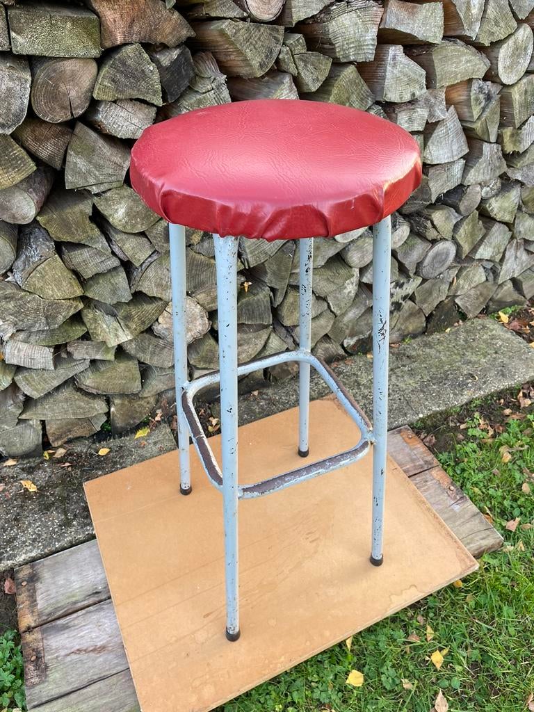 Oude stevige barkruk kruk vintage seventies, Ophalen, Metaal
