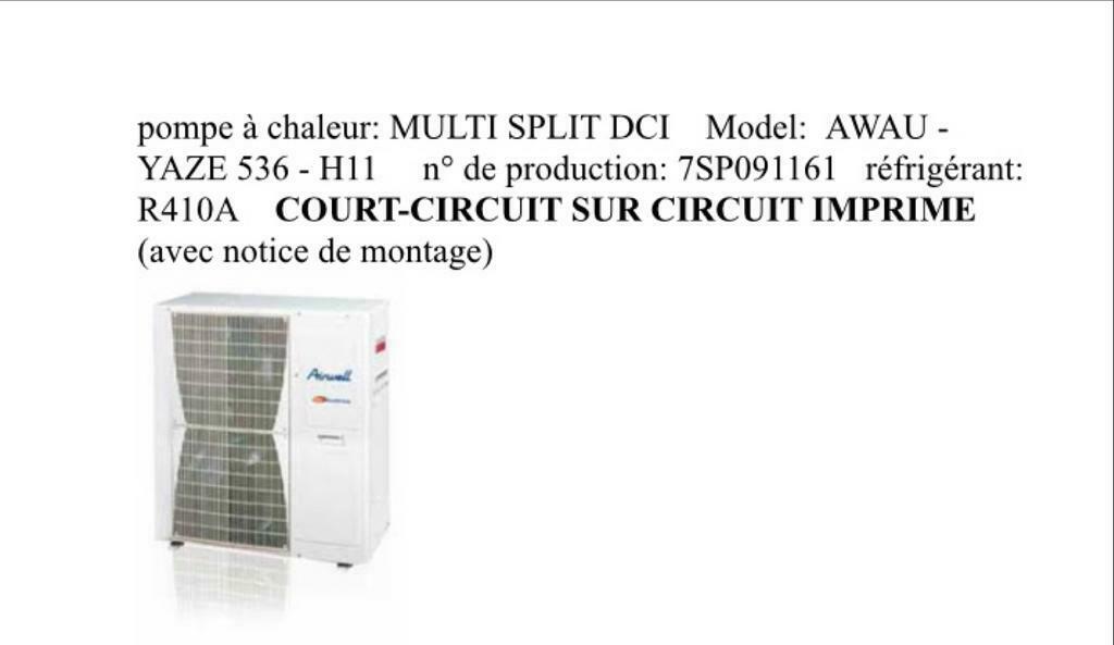 Climatisation - Pompe à chaleur (chaud et froid) AIRWELL, Utilisé