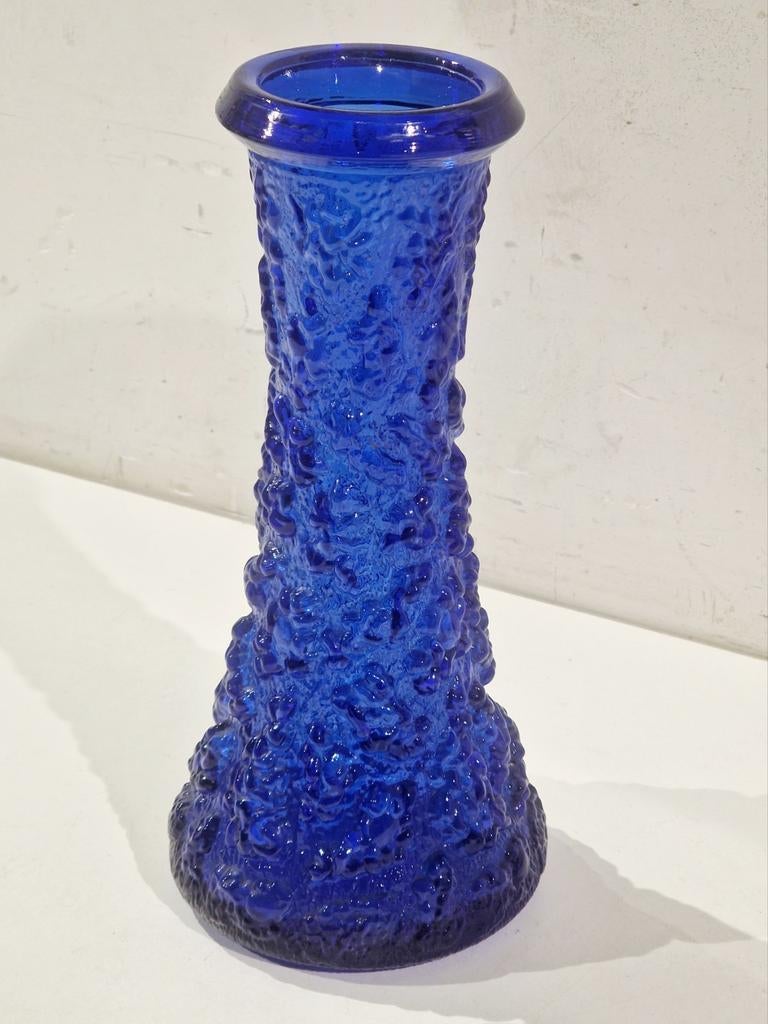 Vintage vaas Skruf , design Lars Hellsten donker blauw, Ophalen of Verzenden, Zo goed als nieuw, Blauw, Glas