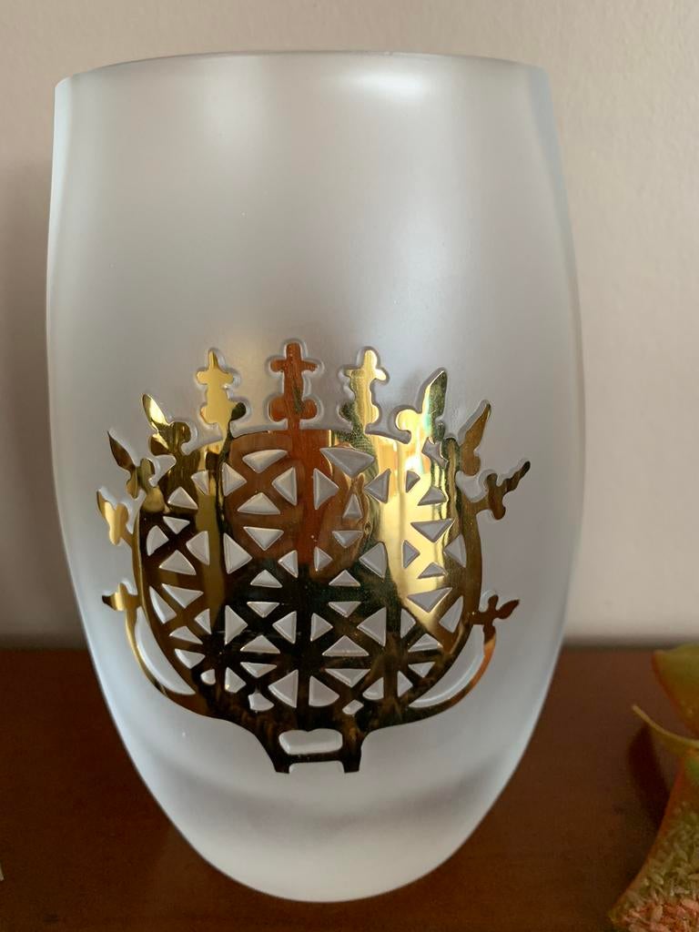 Vase en verre dépoli / plaqué or, Enlèvement ou Envoi, Verre